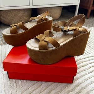 Kork Ease Suede Leather Platform Sandals